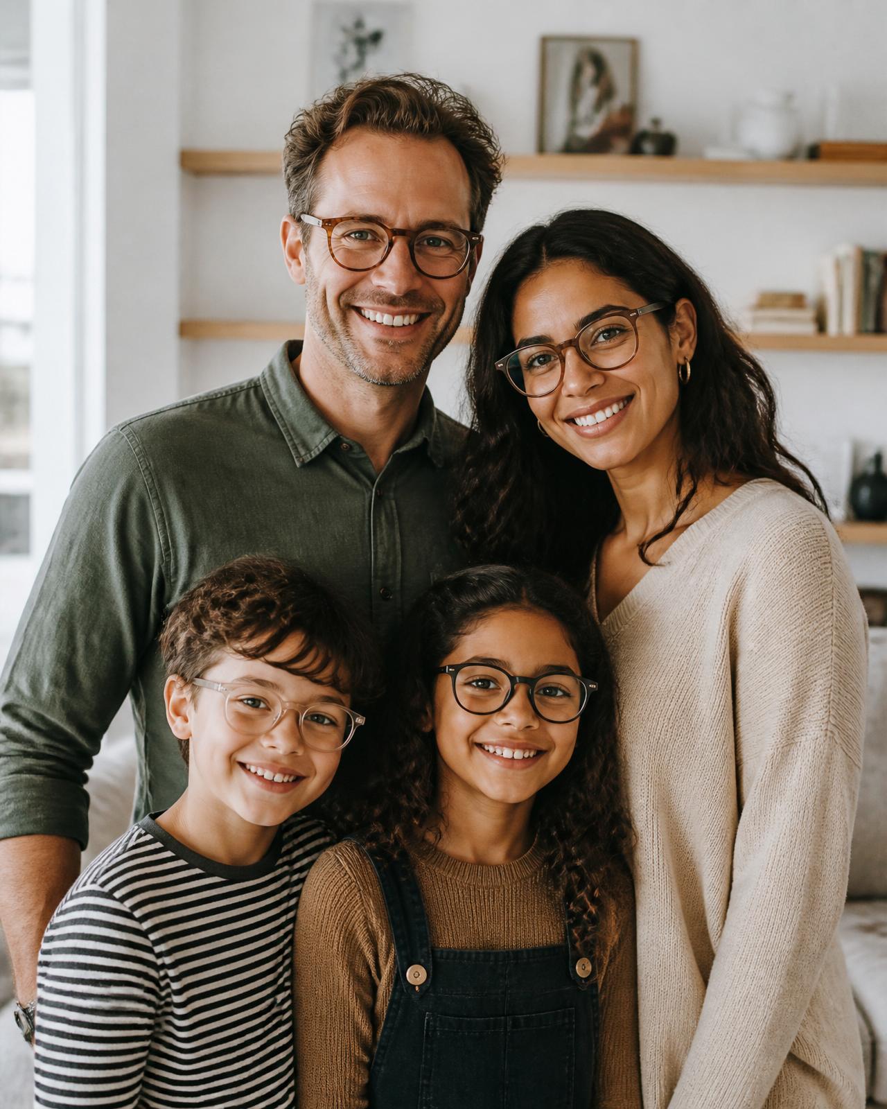 Family wearing KYLIAN glasses